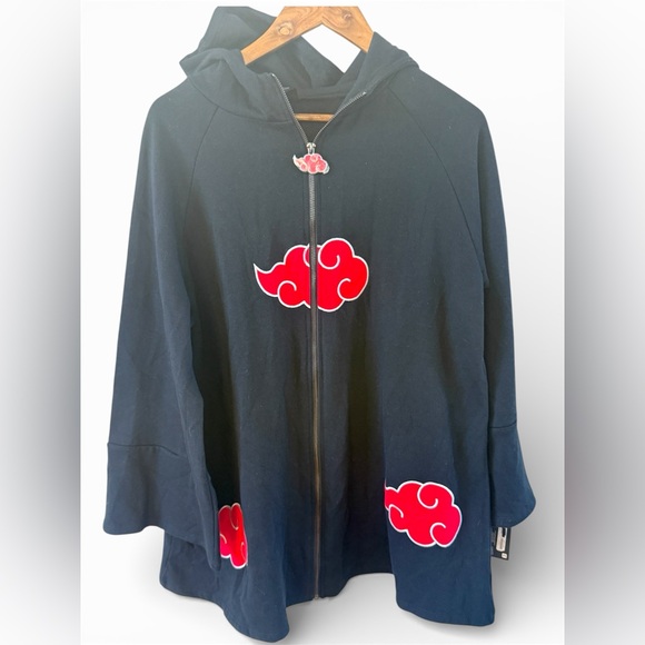naruto shippuden Other - Hooded Zip Up Jacket - Black w/ Red Clouds, Unisex —Med, Naruto Shippuden, Anime